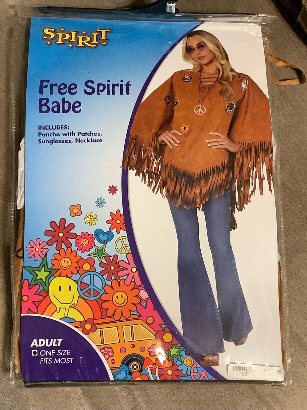 Spirit Brown Fringe Free Spirit Babe Poncho Costume